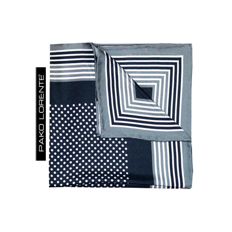 Hodvábna vreckovka čierno-biela Pako lorente 