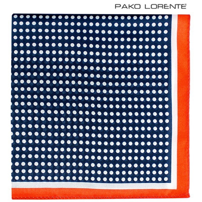 Bodkovaná vreckovka do saka granátová s okrajom bloody orange