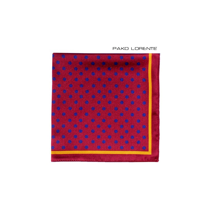 Bodkovaná vreckovka bordová s modrými bodkami Pako Lorente