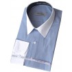 Košeľa slim fit modrá prúžkovaná s bielym golierom Pako Lorente