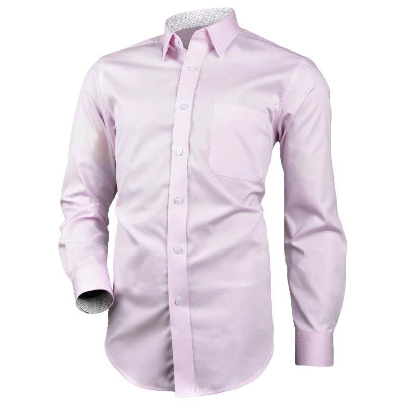 Bavlnená košeľa bledoružová  REGULAR strih so vzorovanou podšívkou Victorio