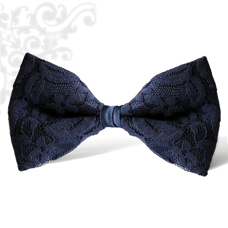 Krajkový motýlik granátový modrý s vreckovkou