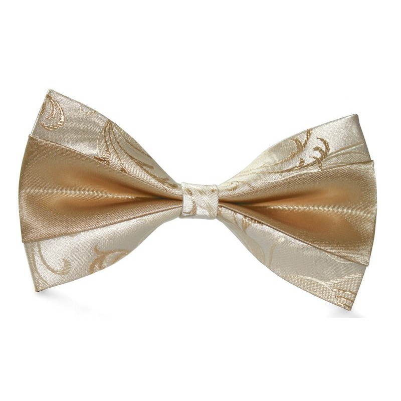 Zlatobéžový motýlik vzorovaný so saténovým stredovým pásom