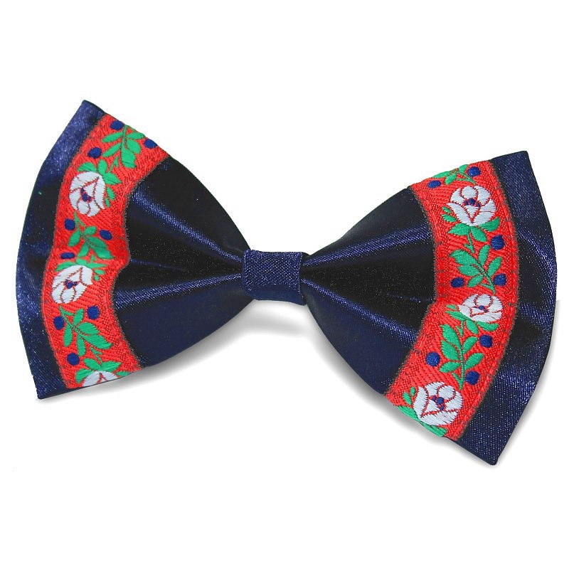 Tmavomodrý motýlik s červenou krojovkou BWT