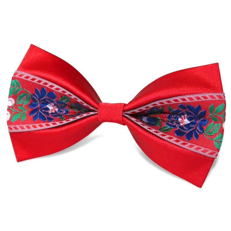 Červený motýlik so širokou červenou krojovkou BWT