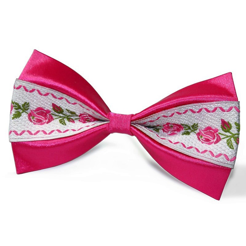 Cyklámenový motýlik s bielo-ružovou krojovkou BWT