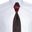 Francúzska kravata čierna s bordovým ornamentom