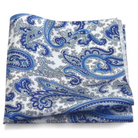 Vreckovka do saka bielo-modrá so vzorom paisley 30 cm