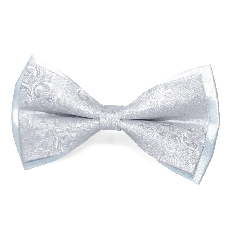 Svadobný motýlik biely dvojitý s ornamentom BWT