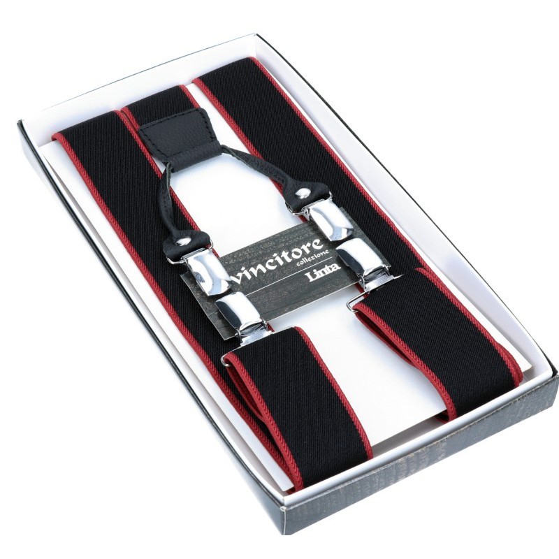 Čierne traky s bordovým lemom VINCITORE