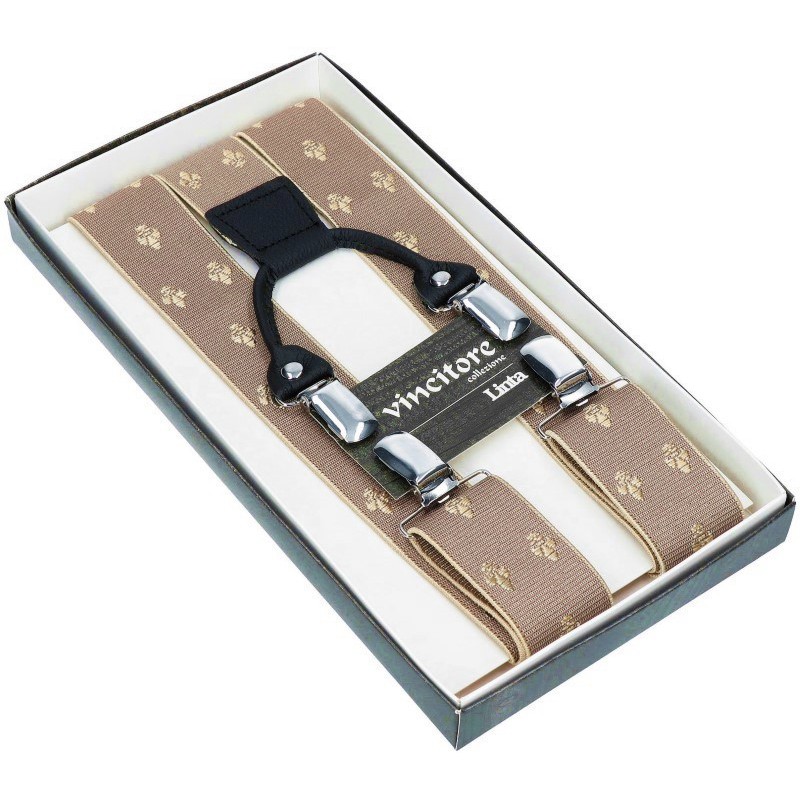 Motýlik zlatobéžový s ornamentnom na podklade fango BWT