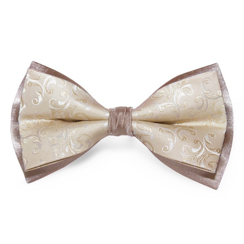 Motýlik zlatobéžový s ornamentnom na podklade fango BWT