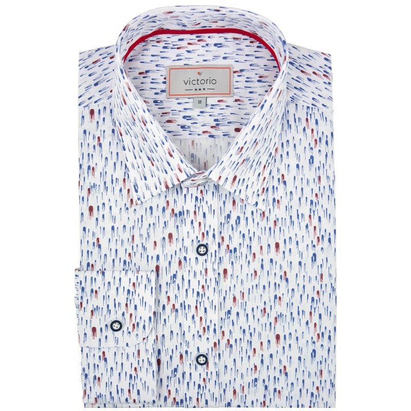 Exkluzívna košeľa s modro-bordovou potlačou Victorio