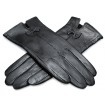 Dámske rukavice kožené s kožušinovou podšívkou čierne