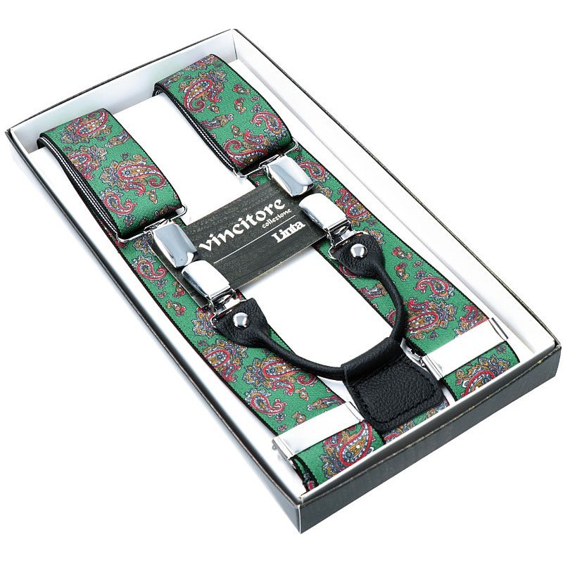 Zelené traky so vzorom paisley VINCITORE