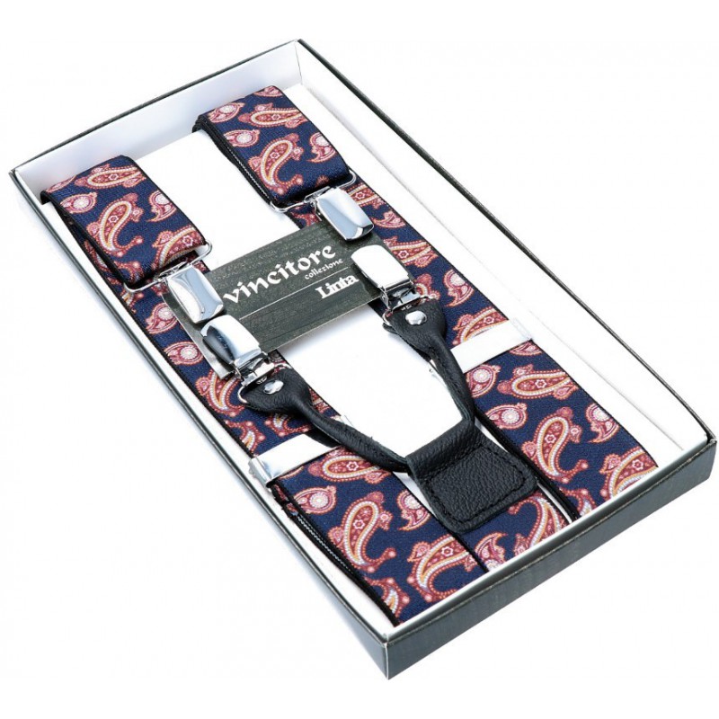 Tmavomodré traky so vzorom paisley VINCITORE