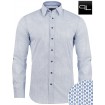Bavlnená košeľa biela s modrým vzorom slim fit PAKO LORENTE