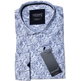 Vzorovaná košeľa biela s modrým vzorom paisley EgoMan