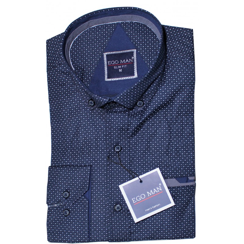 Vzorovaná košeľa s bielym a grafitovým vzorom EgoMan