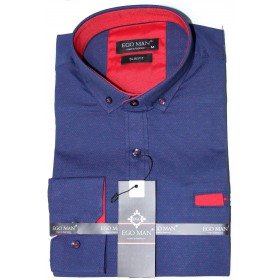 Vzorovaná košeľa modrá s červeným vzorom EgoMan