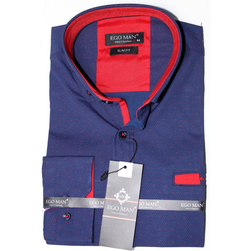 Vzorovaná košeľa modrá s červeným vzorom EgoMan