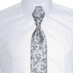 Francúzska kravata striebornosivá s grafitovým vzorom