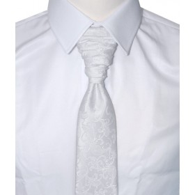 Francúzska kravata biela s kašmírovým vzorom