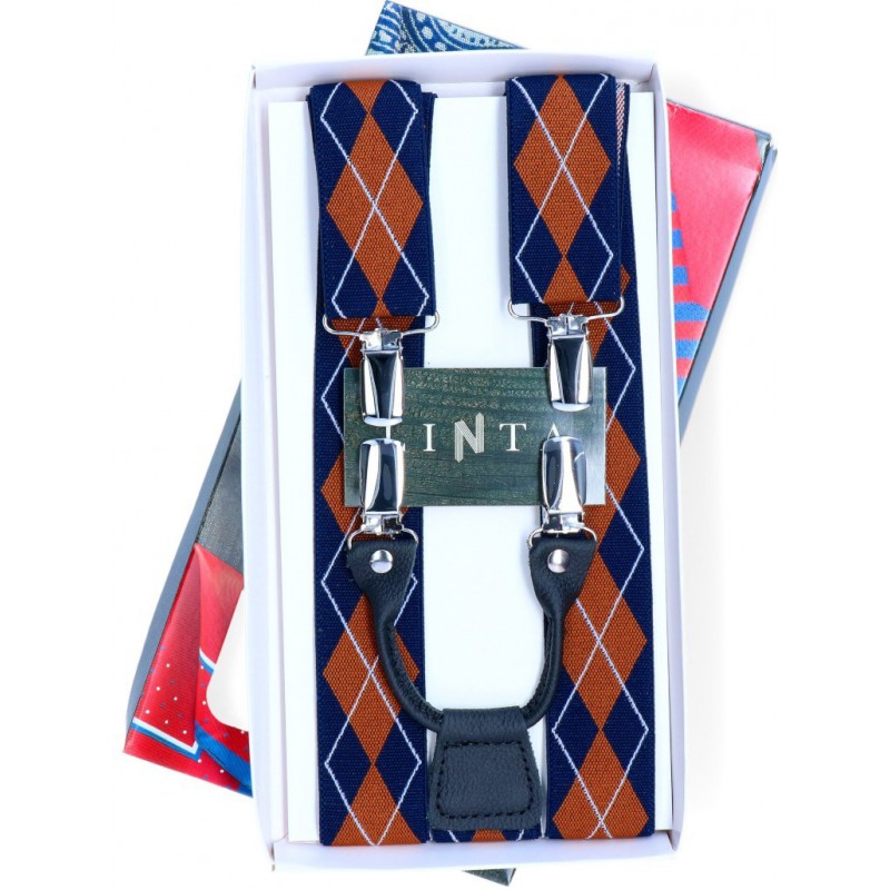 Kárované traky modré s hnedým károm VINCITORE