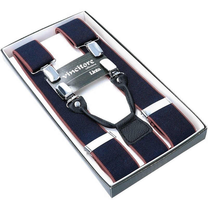 Tmavomodré traky s hnedým lemom VINCITORE