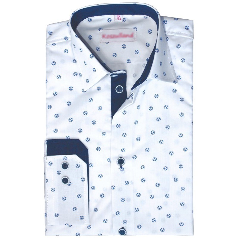Chlapčenská košeľa so vzorom futbalová lopta slim fit