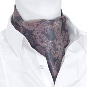 Grafitový askot so vzorom paisley púdrová ružová