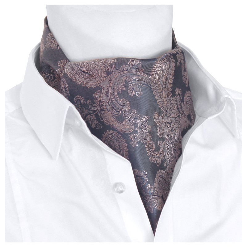 Grafitový askot so vzorom paisley púdrová ružová