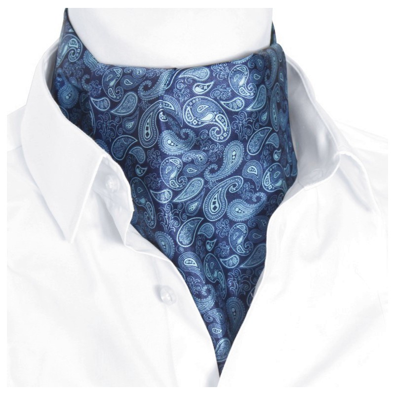 Tmavomodrý askot s modrým vzorom paisley