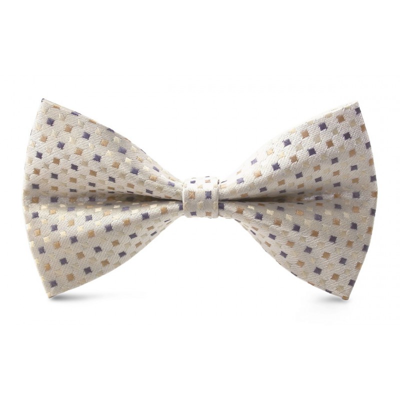 Detský motýlik béžový s drobnými štvorčekmi BWT