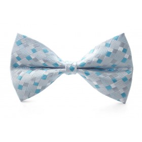 Detský motýlik sivý s mentolovými štvorčekmi BWT