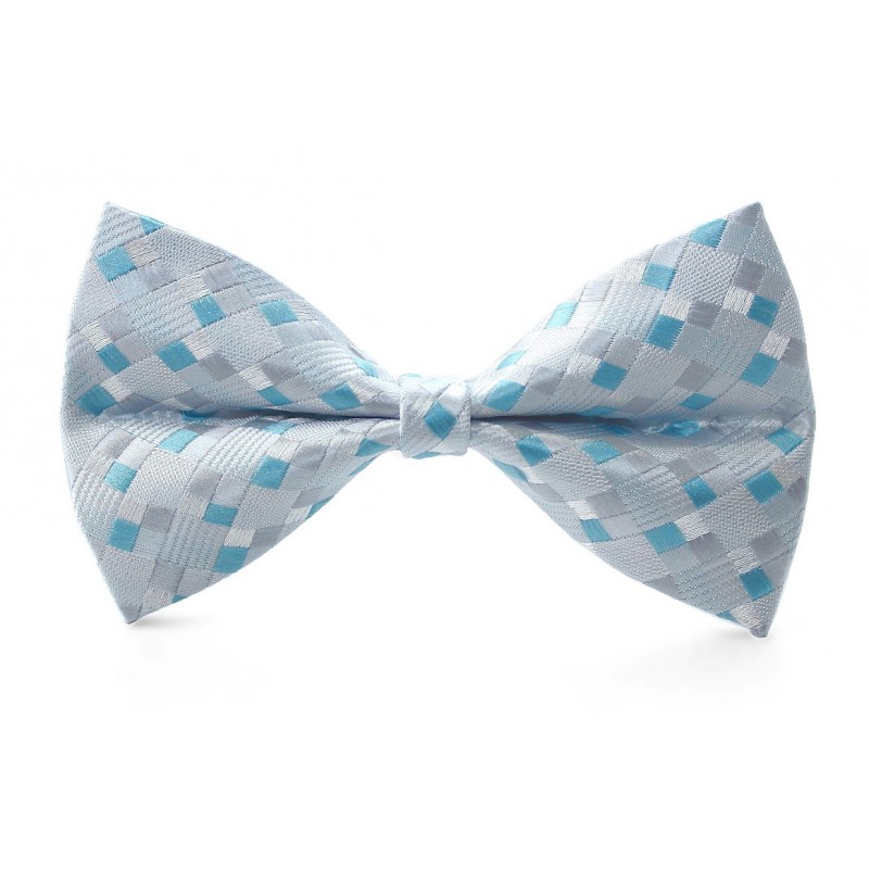 Detský motýlik sivý s mentolovými štvorčekmi BWT