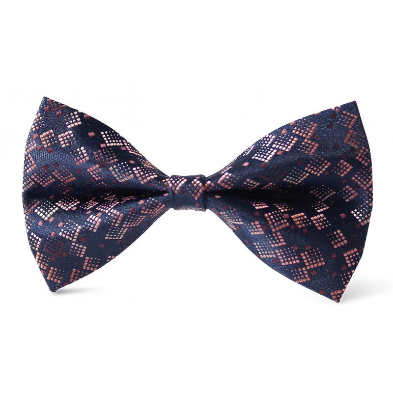 Detský motýlik tmavomodrý granát s lososovým vzorom BWT