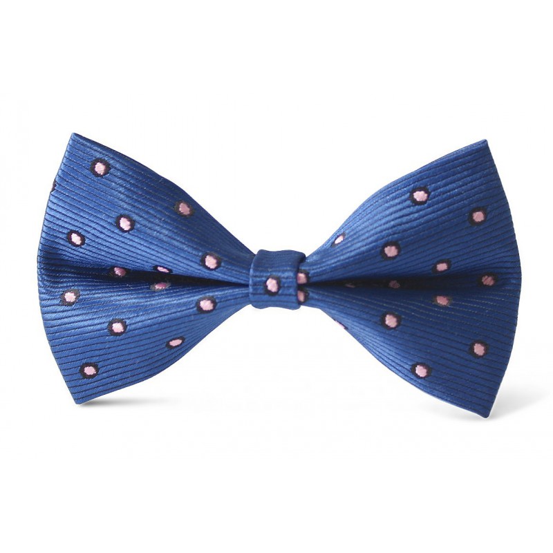 Detský motýlik parížska modrá s ružovými bodkami BWT