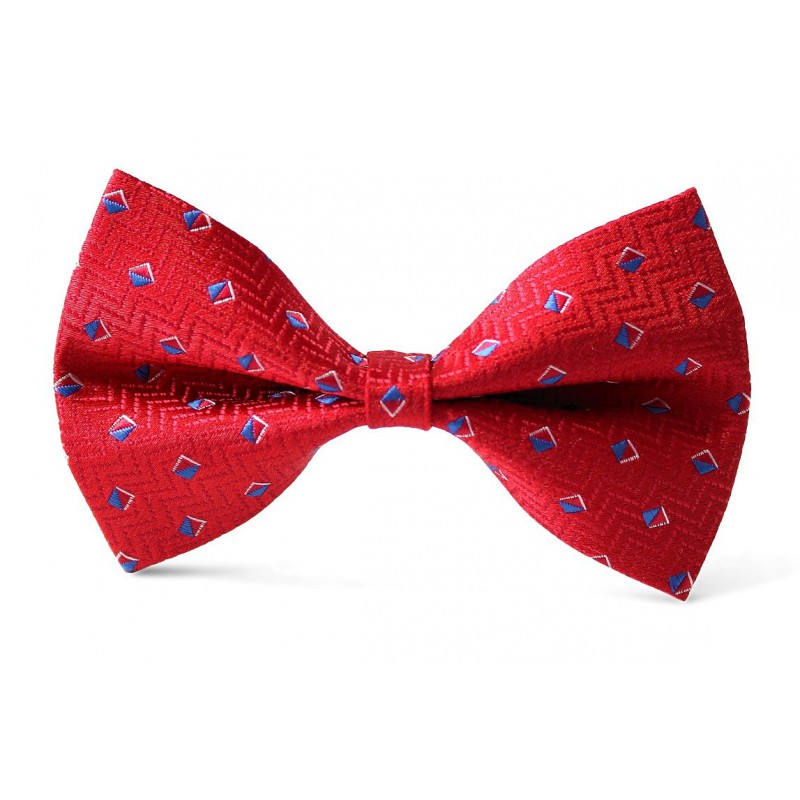 Detský motýlik červený s modrými štvorčekmi BWT