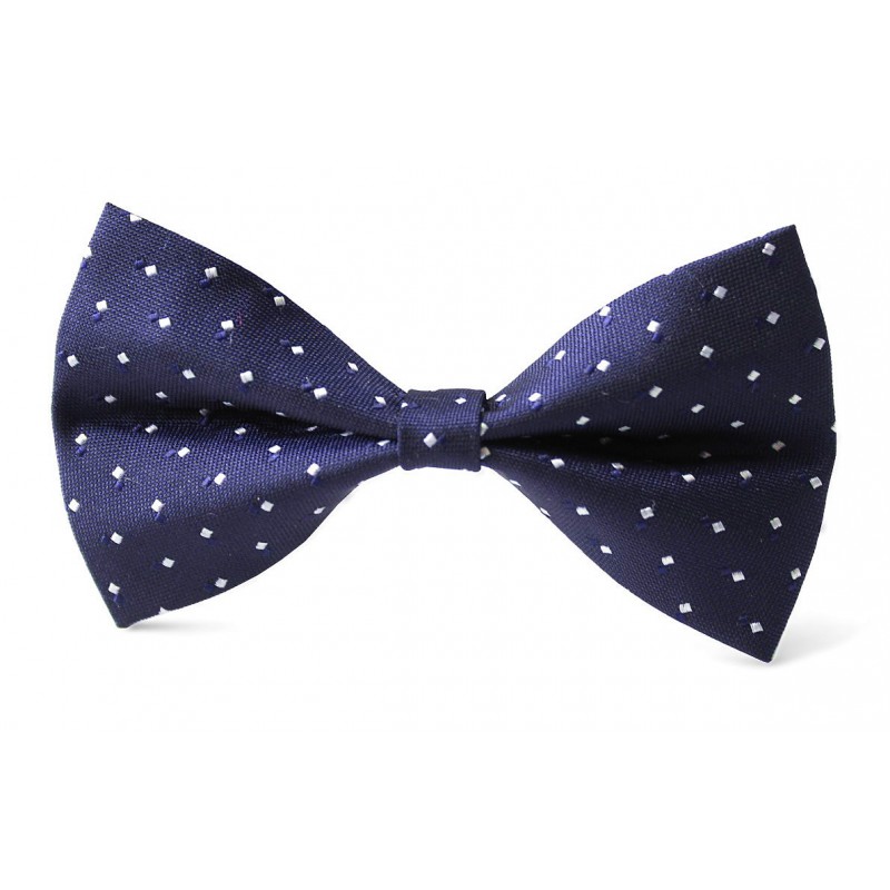 Detský motýlik tmavomodrý indigo s bielymi štvorčekmi BWT