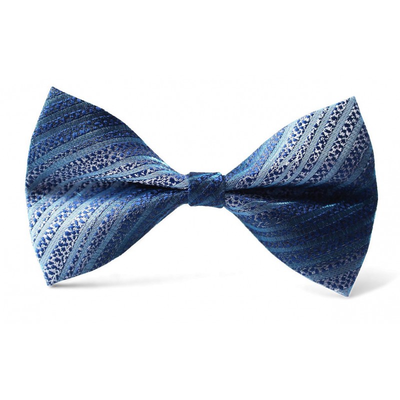 Detský motýlik modrý lesklé prúžky BWT