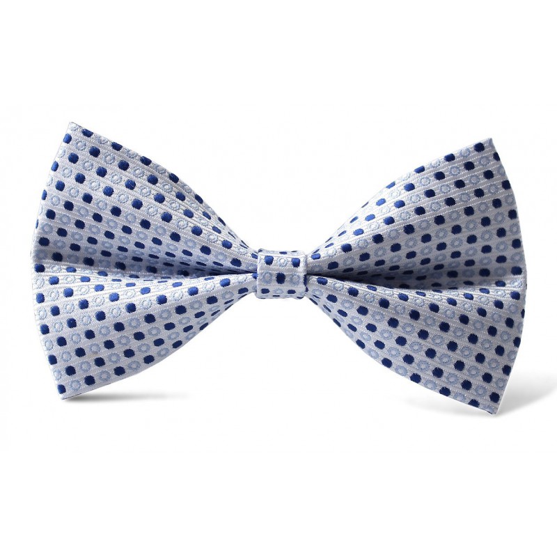 Detský motýlik biely s modrými bodkami BWT