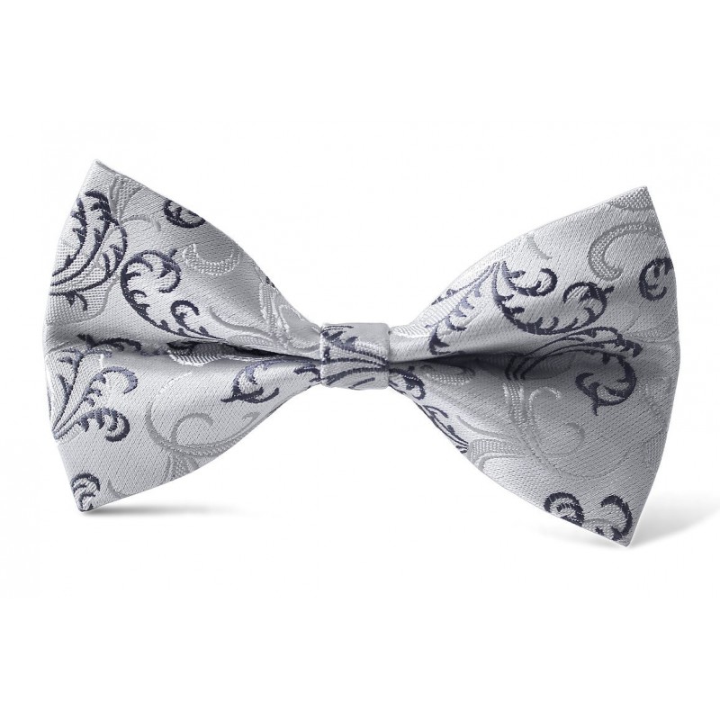 Detský motýlik svetlosivý s grafitovým vzorom paisley BWT