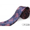 Tmavomodrá kravata slim s korálovým vzorom paisley