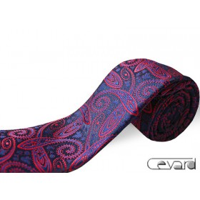 Exkluzívna kravata tmavomodrá s červeným vzorom paisley