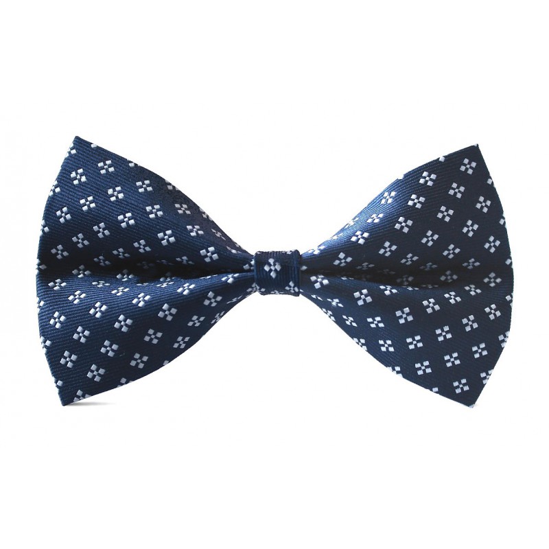 Detský motýlik tmavomodrý s bielym vzorom BWT