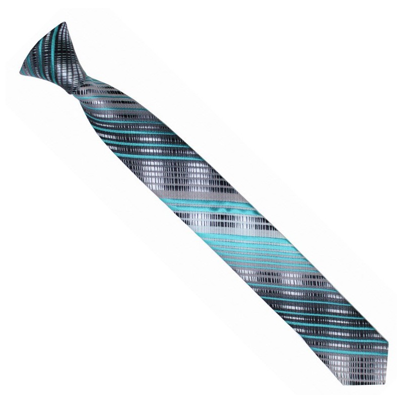 Detská kravata grafitovo-petrolejová