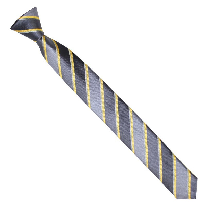 Detská kravata grafitovo-žltá prúžkovaná