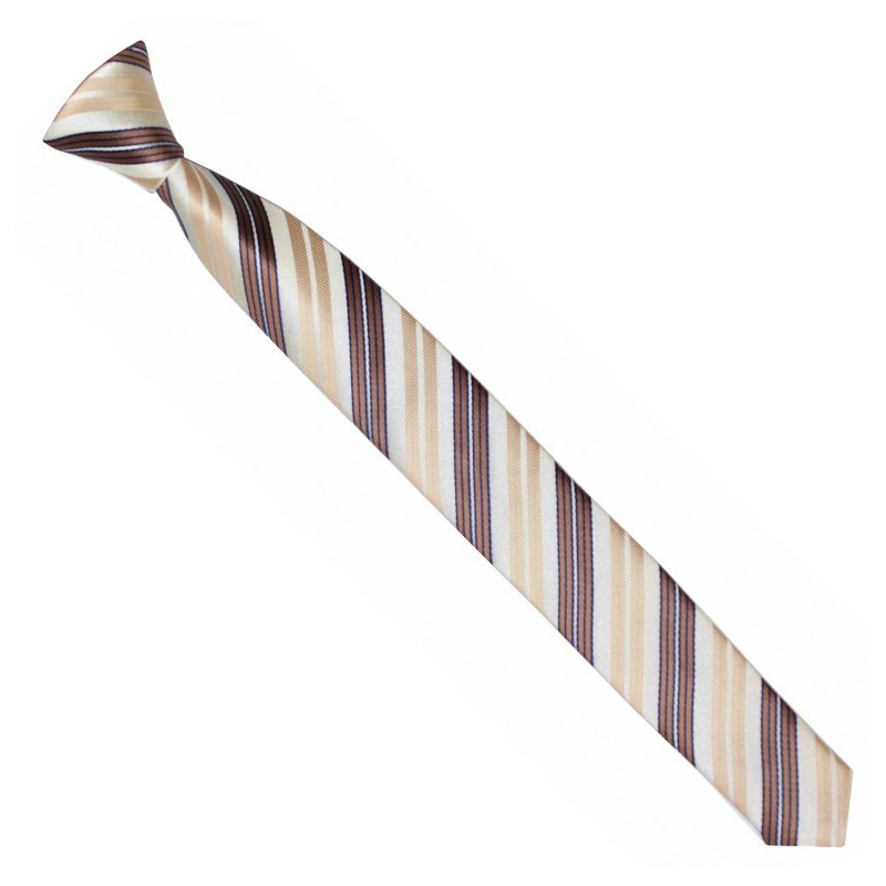 Detská kravata béžová s hnedými prúžkami