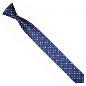 Detská kravata modrá s ružovými bodkami